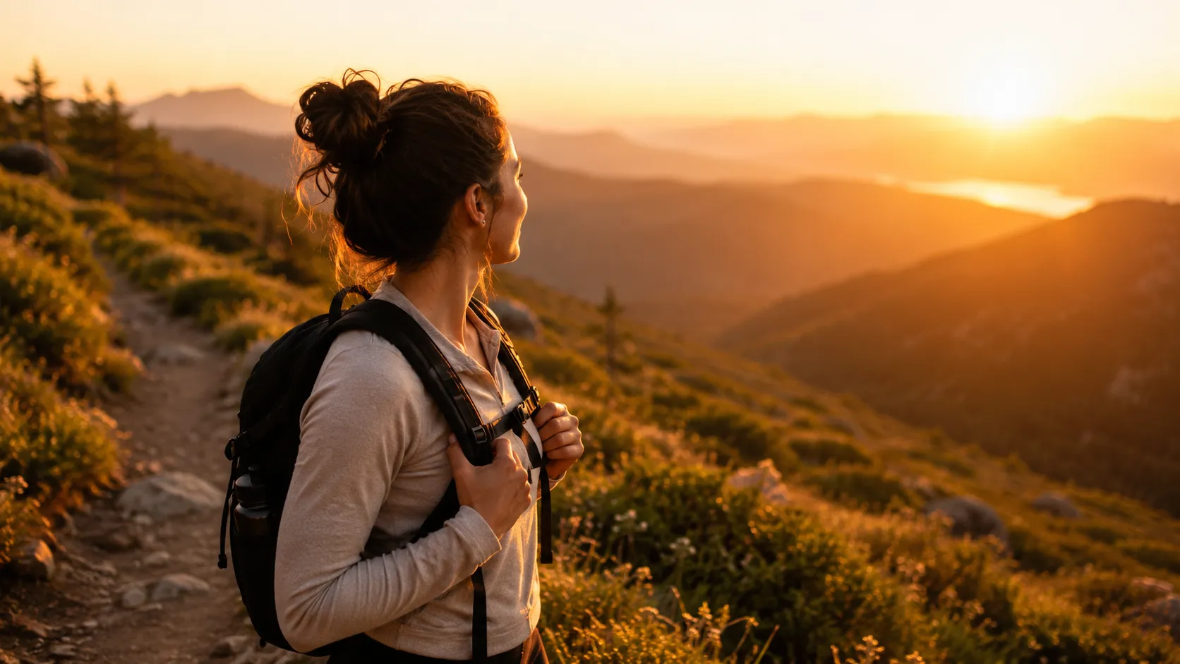 Healthy active adult enjoying an outdoor walk